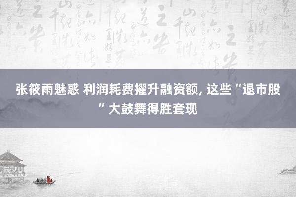 张筱雨魅惑 利润耗费擢升融资额, 这些“退市股”大鼓舞得胜套现