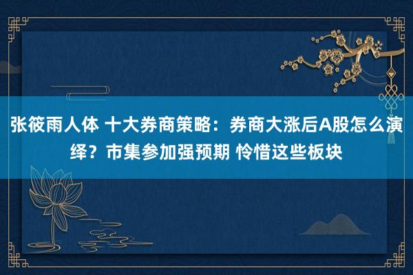 张筱雨人体 十大券商策略：券商大涨后A股怎么演绎？市集参加强预期 怜惜这些板块