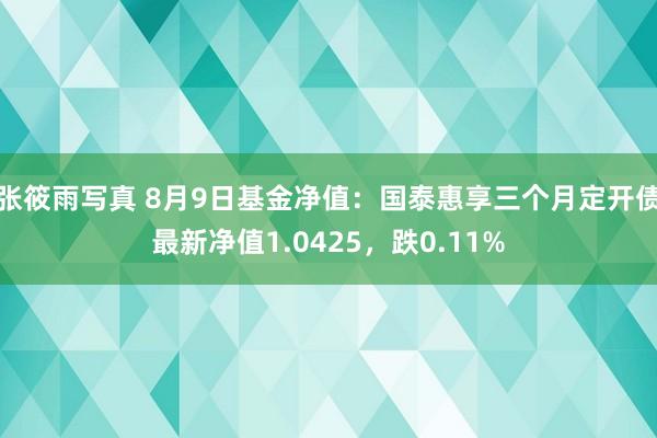 张筱雨写真 8月9日基金净值：国泰惠享三个月定开债最新净值1.0425，跌0.11%