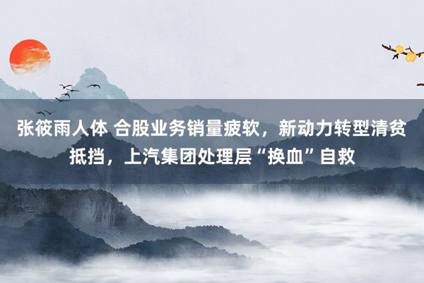 张筱雨人体 合股业务销量疲软，新动力转型清贫抵挡，上汽集团处理层“换血”自救