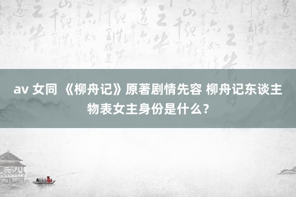 av 女同 《柳舟记》原著剧情先容 柳舟记东谈主物表女主身份是什么？