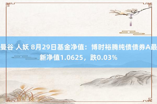 曼谷 人妖 8月29日基金净值：博时裕腾纯债债券A最新净值1.0625，跌0.03%