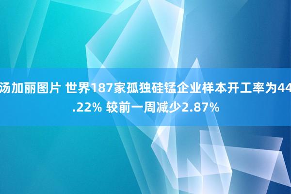 汤加丽图片 世界187家孤独硅锰企业样本开工率为44.22% 较前一周减少2.87%