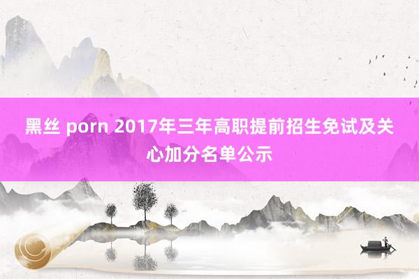 黑丝 porn 2017年三年高职提前招生免试及关心加分名单公示