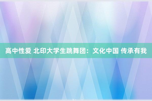 高中性爱 北印大学生跳舞团：文化中国 传承有我