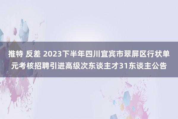 推特 反差 2023下半年四川宜宾市翠屏区行状单元考核招聘引进高级次东谈主才31东谈主公告