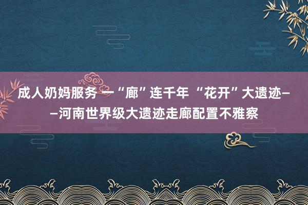 成人奶妈服务 一“廊”连千年 “花开”大遗迹——河南世界级大遗迹走廊配置不雅察