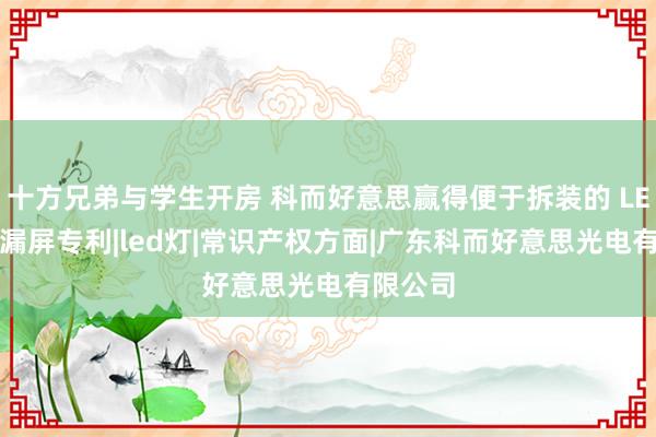 十方兄弟与学生开房 科而好意思赢得便于拆装的 LED 灯走漏屏专利|led灯|常识产权方面|广东科而好意思光电有限公司